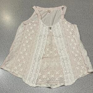 Rewind Boho Lace Trim Tank - Size M
